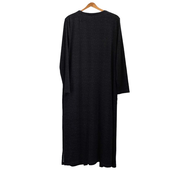 Ladies Maxi, Lightweight, Stretch Jersey Duster Robe, Open Front, Med, Dark Gray - Picture 2 of 11